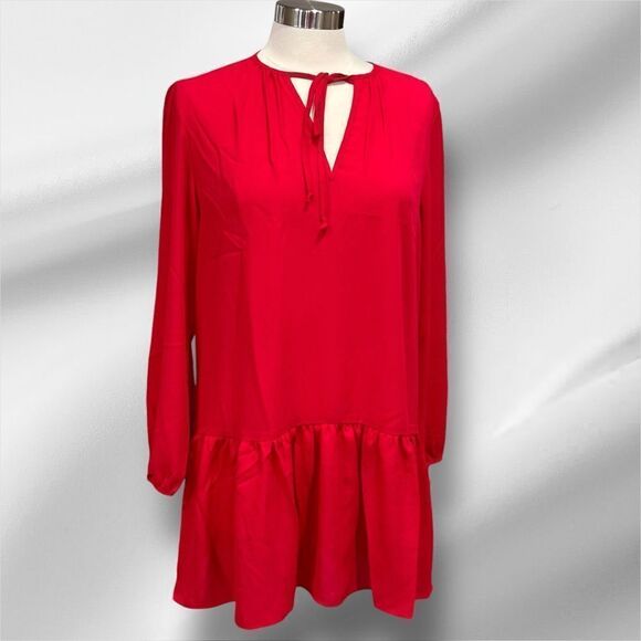 THREE EIGHTY TWO Women’s Ruffled Dress in the Size Large in the Color Red - Picture 2 of 14